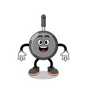 frying pan cartoon with surprised gesture vector