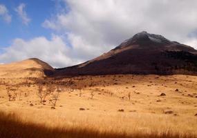 Leaves the mountains and blue sky photo