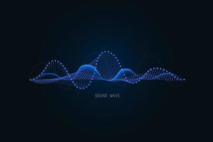 Sound wave illustration on a dark background. Abstract blue digital equalizer indicators. vector