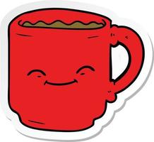 sticker of a cartoon coffee mug vector