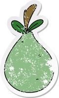 distressed sticker of a quirky hand drawn cartoon pear vector