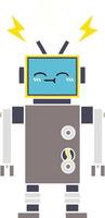 flat color retro cartoon robot vector