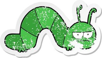 distressed sticker of a cartoon grumpy caterpillar vector