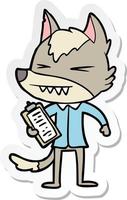 sticker of a angry wolf cartoon vector