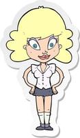 sticker of a cartoon pretty woman vector