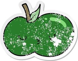 distressed sticker of a cartoon cute apple vector