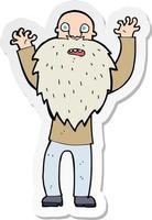 sticker of a cartoon frightened old man with beard vector