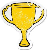 distressed sticker of a cartoon sports trophy vector