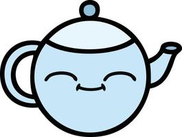 cute cartoon happy teapot vector