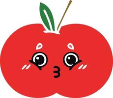 flat color retro cartoon red apple vector