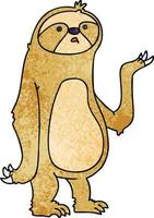 quirky hand drawn cartoon sloth vector