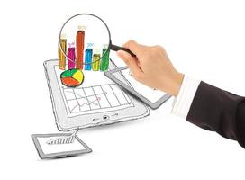 computer tablet showing a spreadsheet with  charts photo