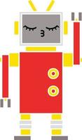 flat color retro cartoon robot vector