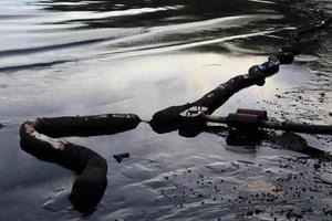 crude oil spill on the beach photo