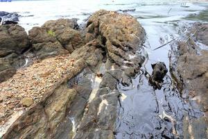 crude oil spill on the beach photo