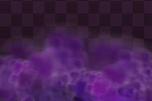 Realistic scary mystical  violet fog in night Halloween. Purple poisonous gas, dust and smoke effect. vector