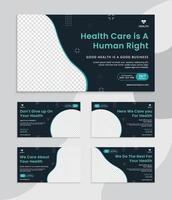 Video thumbnail for Medical healthcare and web banner set template. Promotion banner design for live business workshop. Video cover for clinic. Health clinic social media health service vector layout.