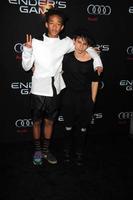 LOS ANGELES, OCT 28 -  Jaden Smith, Moises Arias at the Ender s Game Los Angeles Premiere at TCL Chinese Theater on October 28, 2013 in Los Angeles, CA photo