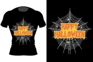 diseño de camiseta de araña feliz halloween vector
