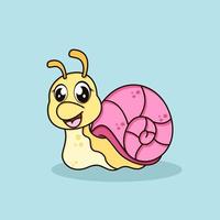 Cute snail cartoon vector icon illustration. flat cartoon style