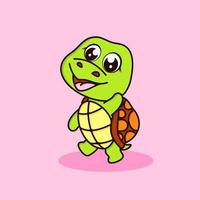 Cute turtle cartoon vector icon illustration. flat cartoon style