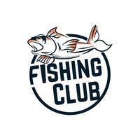 Vintage retro fishing logo template vector