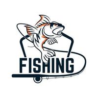 Vintage retro fishing logo template vector