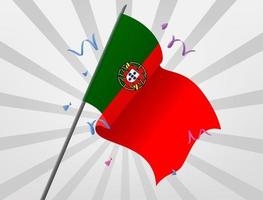 la bandera de celebración de portugal ondea a gran altura vector