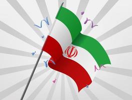 la bandera de celebración del país de irán ondea en las alturas vector