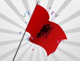 The Albanian celebratory flag flew at a height vector