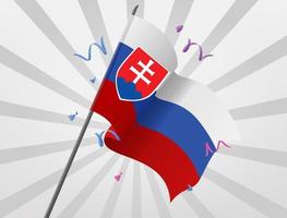 The celebratory flag of Slovakia flies at height vector