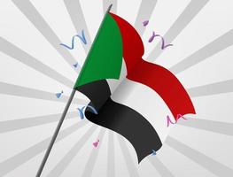 Flying flags crossed from the country of Sudan vector