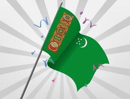 Flag of Turkmenistan celebrations flies at height vector