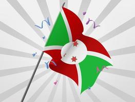 The celebratory flag of Burundi flies at height vector