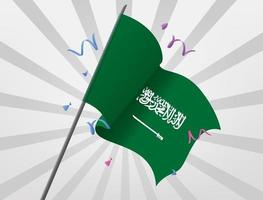 The flag of celebrations of Saudi Arabia flew at a height vector