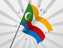 The celebratory flag of Comoros is flying at height vector