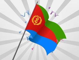 la bandera de celebración de eritrea ondea a gran altura vector