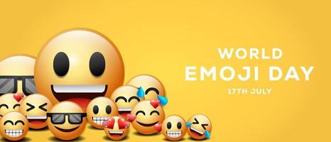 realistic world emoticon day background illustration with different facial expressions emoticon vector