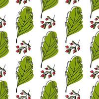 Autumn seamless pattern with leaves and ashberry vector