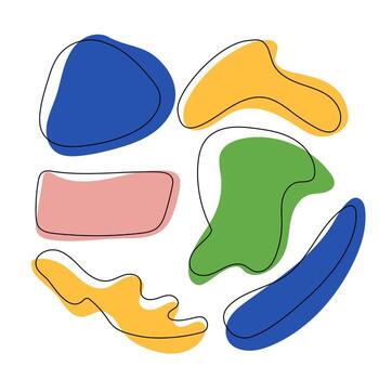 Pattern with shapes and doodle blob. Doodle vector template for design.