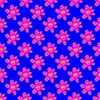 Acid rave smile pattern. Modern cartoon illustration with black acid smile on colorful background. 1970 flowers pattern vector