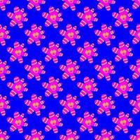 Acid rave smile pattern. Modern cartoon illustration with black acid smile on colorful background. 1970 flowers pattern vector