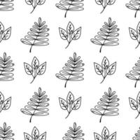 Abstract print with leaves. Autumn leaves seamless pattern black and white vector