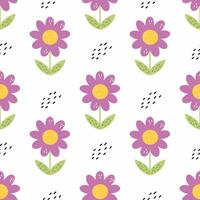 Seamless pattern with cute flower. Chamomile on white background. Print for sewing clothes and printing on fabric. Wallpaper in nursery. vector