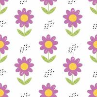 Seamless pattern with cute flower. Chamomile on white background. Print for sewing clothes and printing on fabric. Wallpaper in nursery. vector