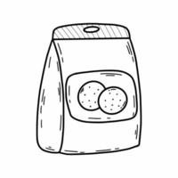 Packaging with cookies on white background. Vector doodle illustration. Cracker.