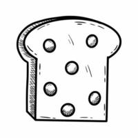 Slice of bread for sandwich. Toast. Vector doodle illustration. Hand drawn sketch.