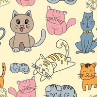 cat pattern seamlless vector