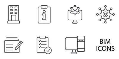 building information modeling icons set .  building information modeling pack symbol vector elements for infographic web