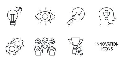 conjunto de iconos de innovación. elementos de vector de símbolo de paquete de innovación para web de infografía